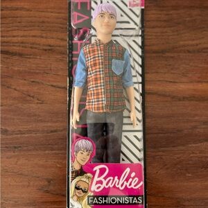 Barbie Ken Fashionistas Doll Purple Hair Plaid Shirt NIB Mattel